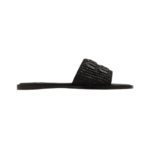 Miu Miu Raffia Slide Sandals Black