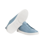 ZEGNA Triple Stitch SECONDSKIN Light Blue Calf Leather - Image 3