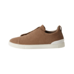 Zegna Grey Mélange Suede Triple Stitch Beige Suede - Image 2