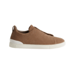 Zegna Grey Mélange Suede Triple Stitch Beige Suede