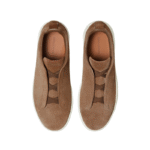Zegna Grey Mélange Suede Triple Stitch Beige Suede - Image 4