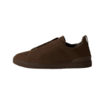 Zegna Grey Mélange Suede Triple Stitch Dark Brown - Image 2