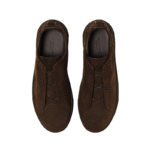 Zegna Grey Mélange Suede Triple Stitch Dark Brown - Image 5