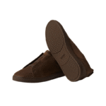 Zegna Grey Mélange Suede Triple Stitch Dark Brown - Image 4