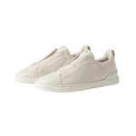 Zegna Grey Mélange Suede Triple Stitch Off White - Image 3