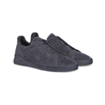 Zegna Triple Stitch Sneakers Blue Suede - Image 2