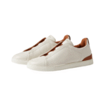 Zegna Triple Stitch off-white deerskin leather brown suede - Image 2