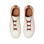 Zegna Triple Stitch off-white deerskin leather brown suede - Image 4